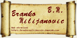 Branko Milijanović vizit kartica